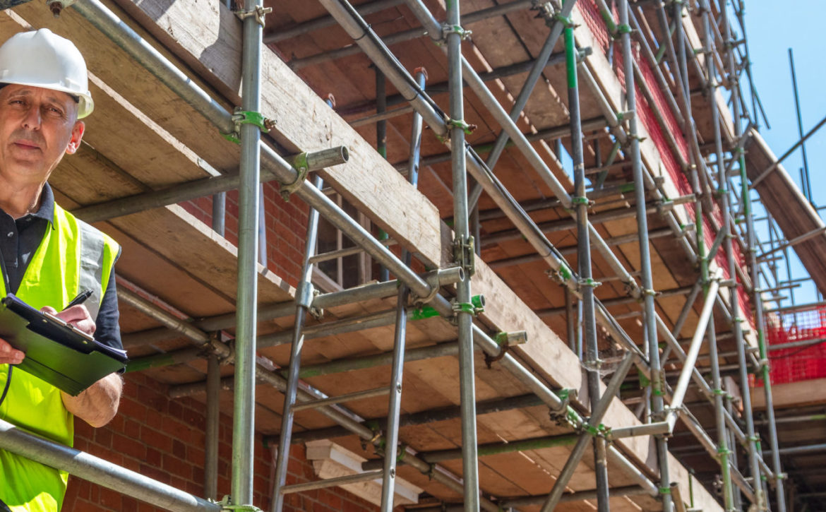 Male Builder Construction Worker Contractor on Building Site Panorama Banner